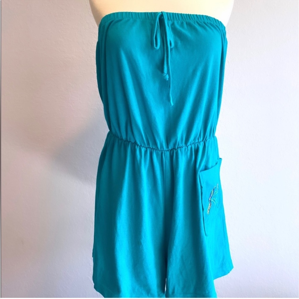 Vintage Parrot Romper or Swim Coverup by White Stag